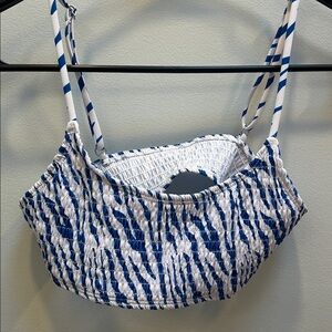 SHEIN Blue and White Bikini Top